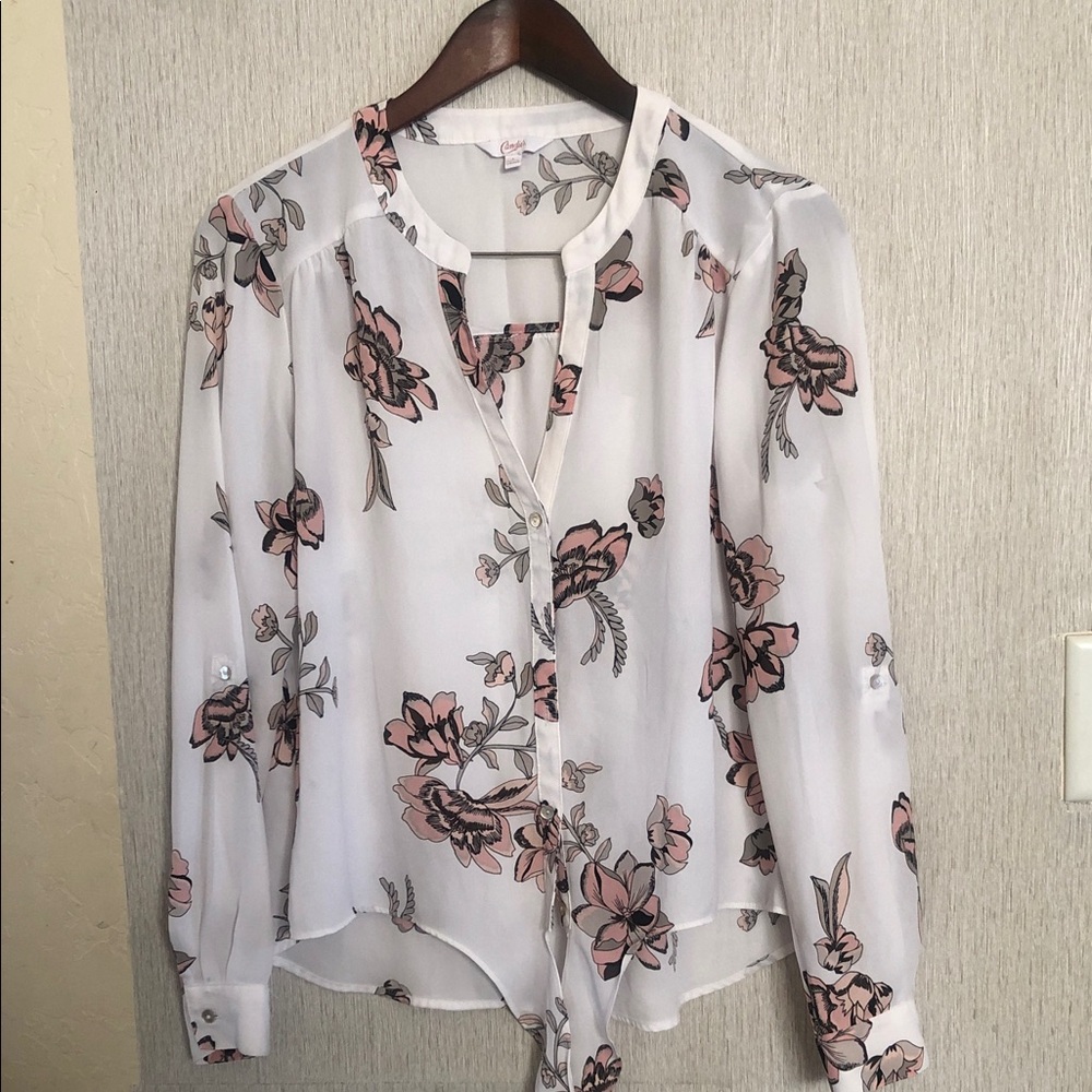 Candie's White Blouse with Pink Floral Print